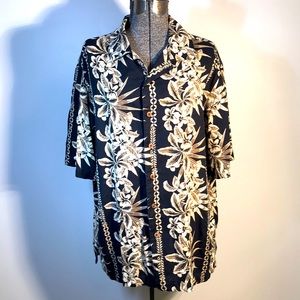 Caribbean Tropical Floral Short Sleeve Button Down Shirt